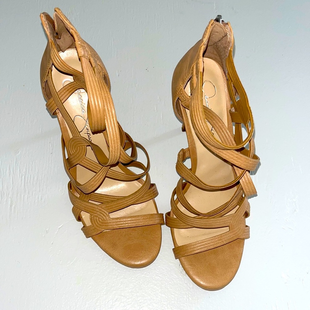Jessica Simpson zip back heels 7.5 real leather